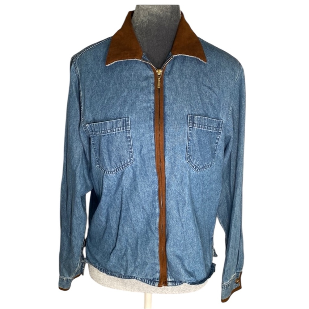 Western Vintage Zip-Up Denim Jacket Size SP
